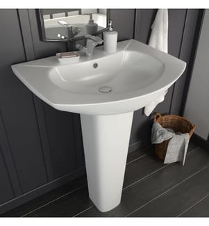 Freistehendes Waschbecken mit Säule Keramik Weiss 650x520x200 mm