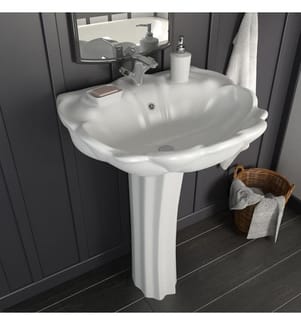 Freistehendes Waschbecken mit Säule Keramik Weiss 580x510x200 mm