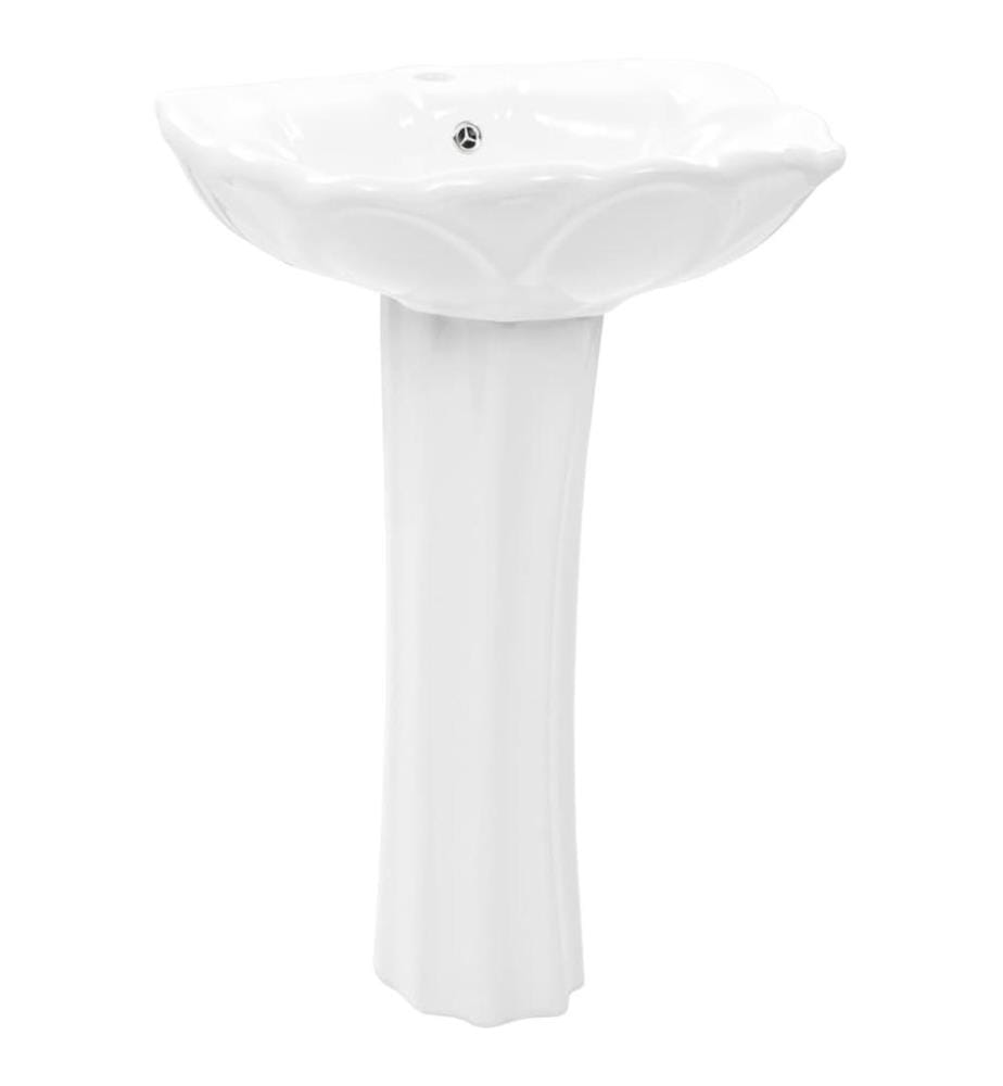 Freistehendes Waschbecken mit Säule Keramik Weiss 580x510x200 mm
