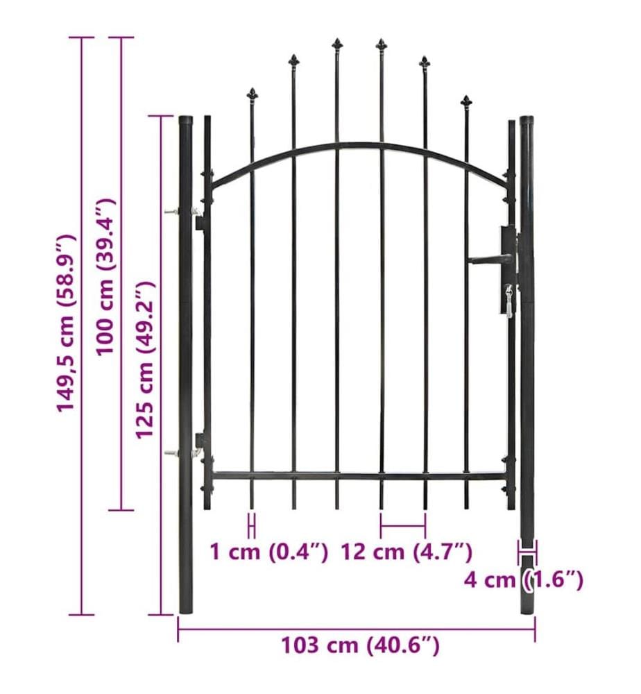 Portail de jardin Acier 1 x 1,5 m Noir