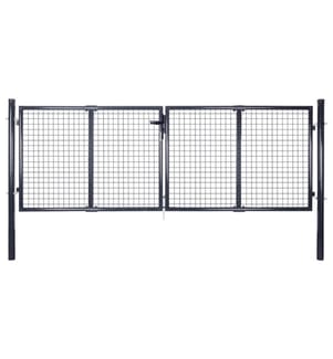 Portail de jardin grillagé en acier galvanisé 306 x 100 cm Gris