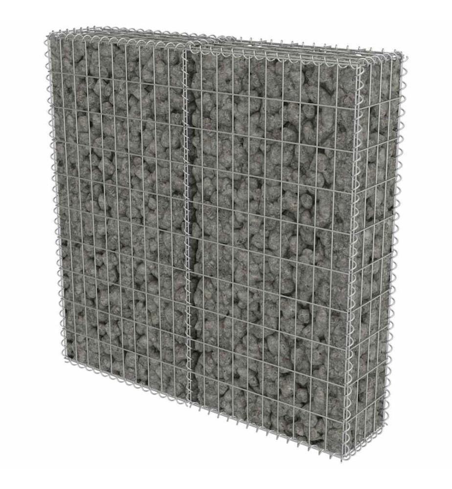 Gabionenwand mit Abdeckung Verzinkter Stahl 100×20×100 cm