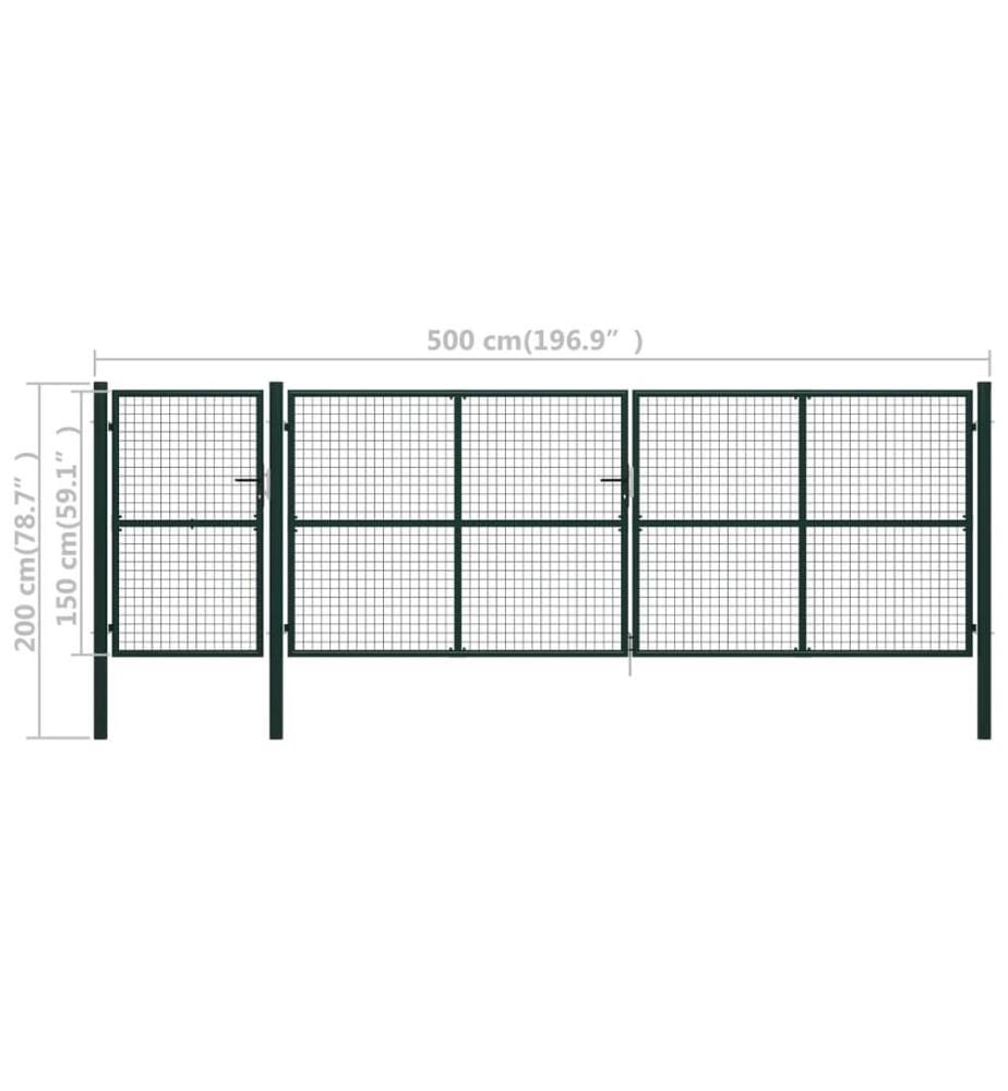 Gartentor Stahl 500×150 cm Grün