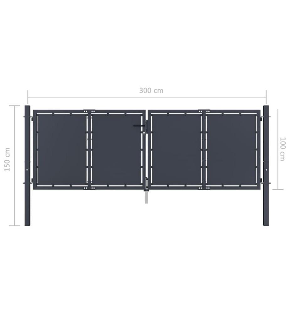 Portail de jardin Acier 300 x 100 cm Anthracite