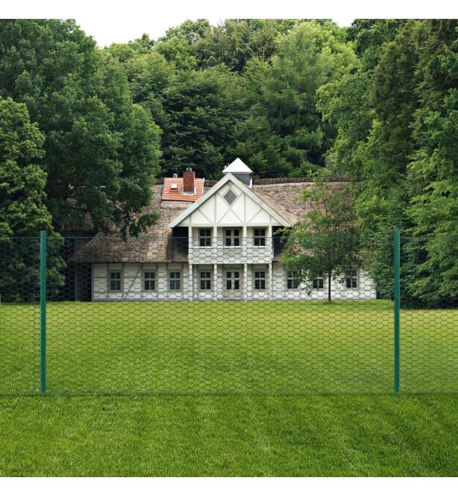 Maschendrahtzaun mit Pfosten Stahl 25 x 1 m Grün
