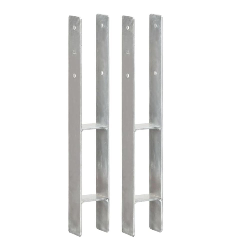 Pfostenträger 2 Stk. Silbern 8×6×60 cm Verzinkter Stahl