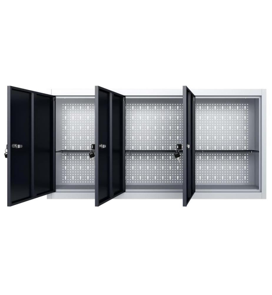 Armoire à outils murale Style Industriel Métal Gris et noir
