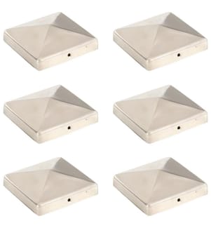 Bouchons de poteau de clôture pyramidaux 6 pcs Inox 101x101 mm