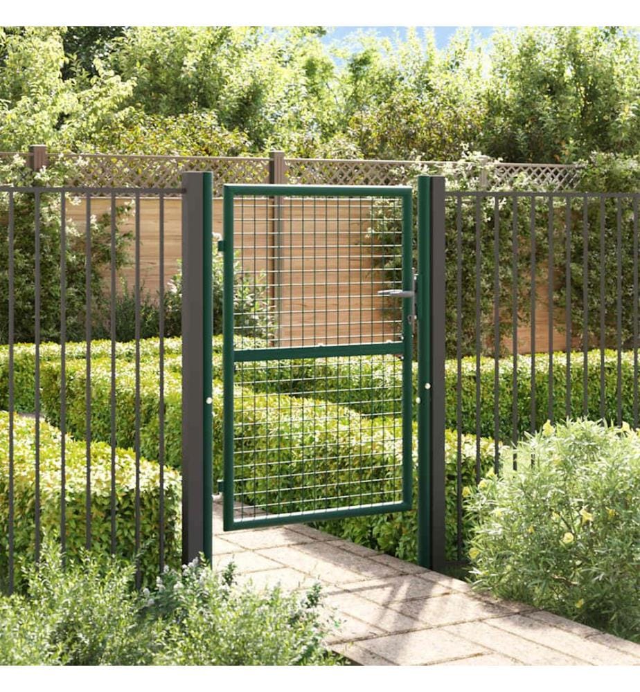 Portail de clôture acier 100x125 cm vert