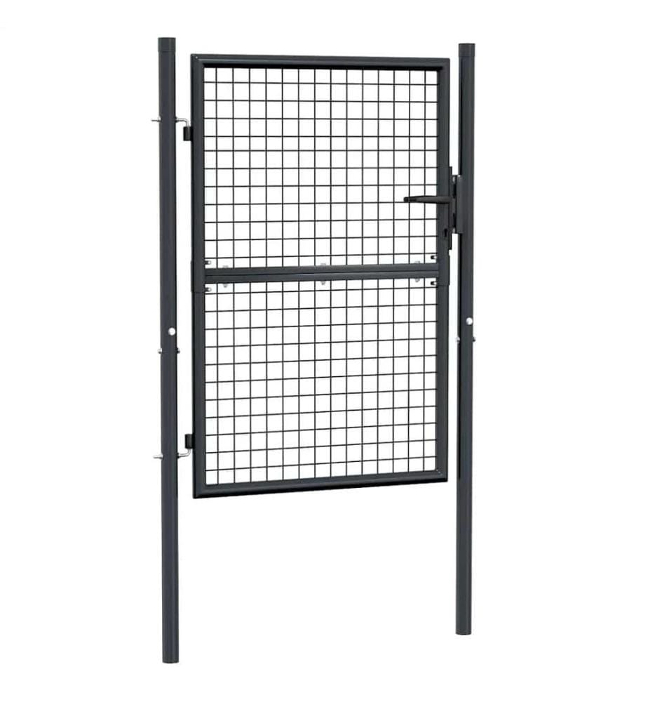 Portail de jardin grillagé en acier galvanisé 100 x 125 cm Gris