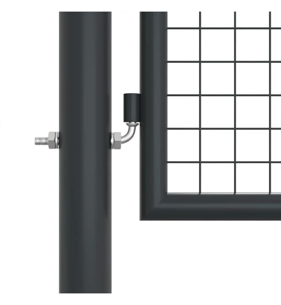 Portail de jardin grillagé en acier galvanisé 400 x 125 cm Gris