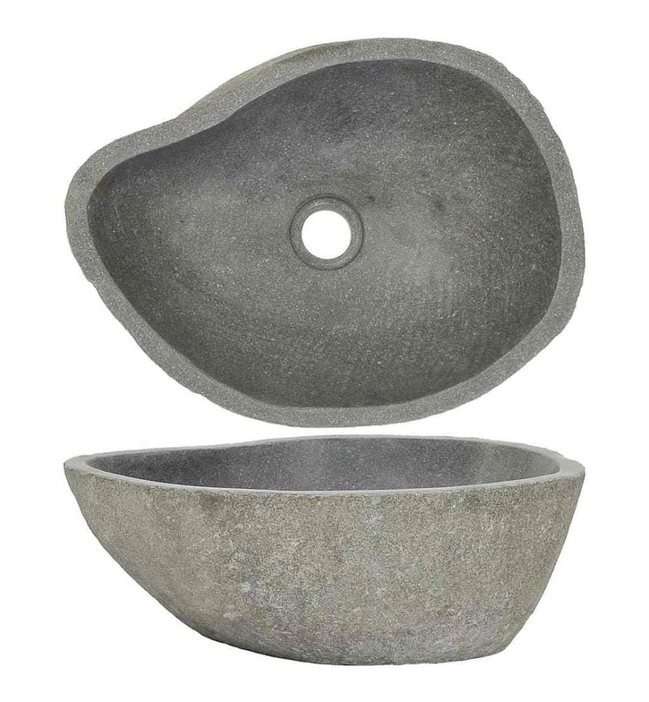 Lavabo en pierre de rivière Ovale (37-46)x(29-36) cm