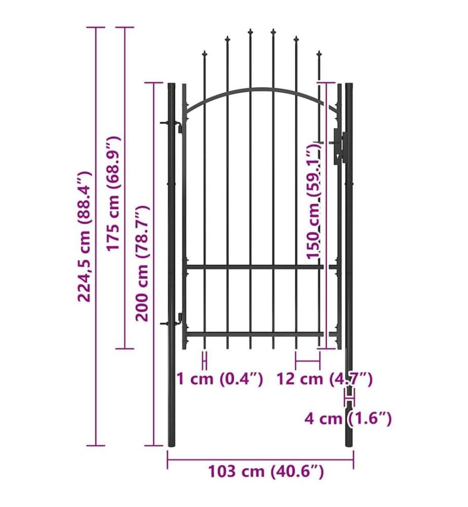 Portail de jardin Acier 1x2,2 m Noir