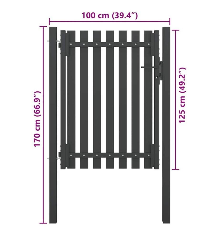 Portail de clôture de jardin Acier 1x1,7 m Anthracite