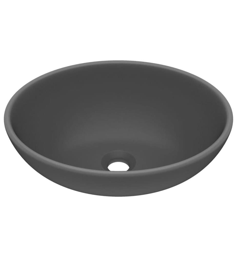 Lavabo ovale de luxe Gris foncé mat 40x33 cm Céramique