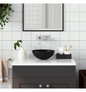 Waschbecken Keramik Matt-Schwarz Rund