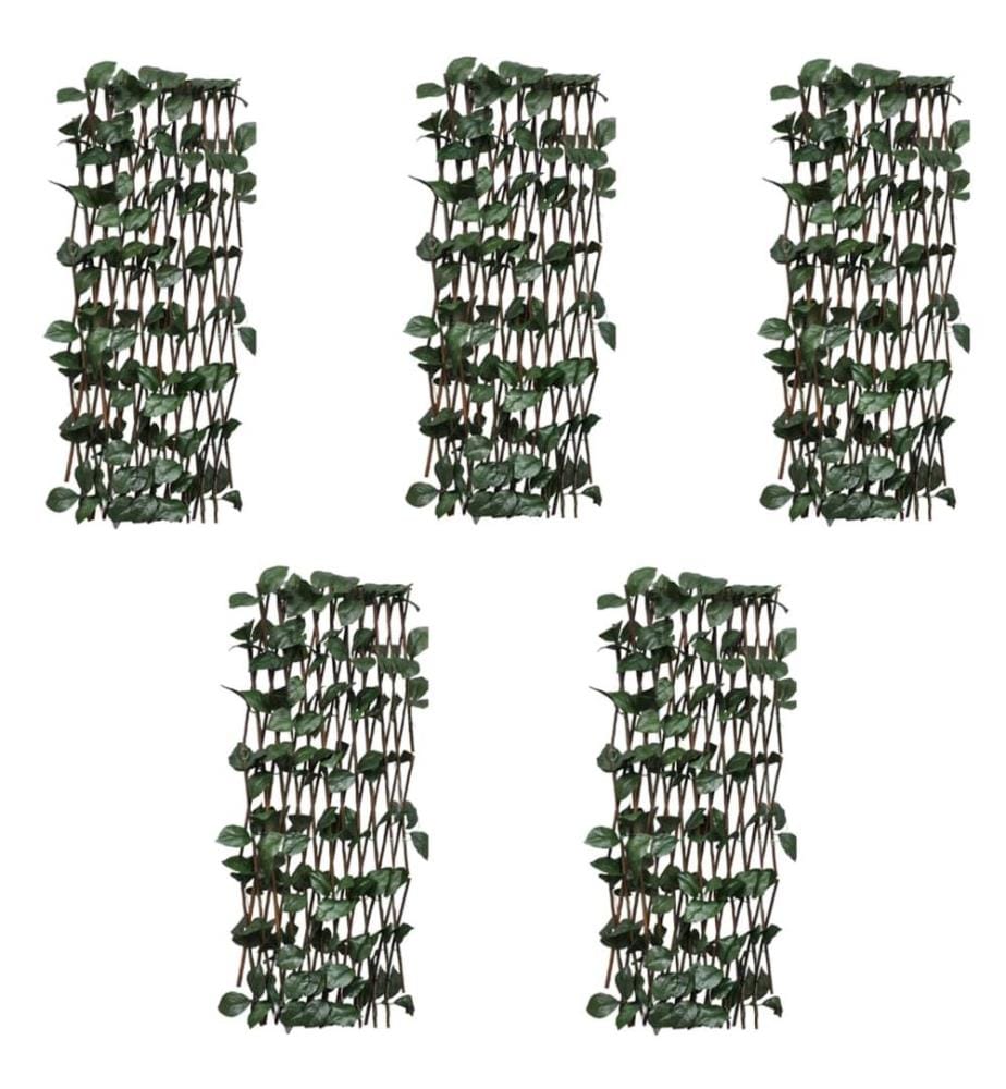 Clôtures à treillis de saule 5pcs feuille artificielle 180x60cm