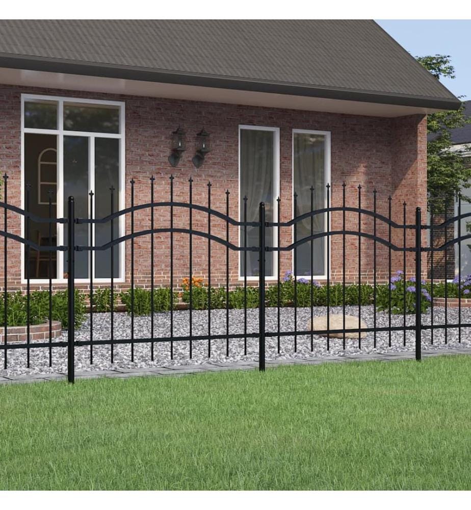 Gartenzaun mit Speerspitze Schwarz 239 x 100 cm Pulverbeschichteter Stahl