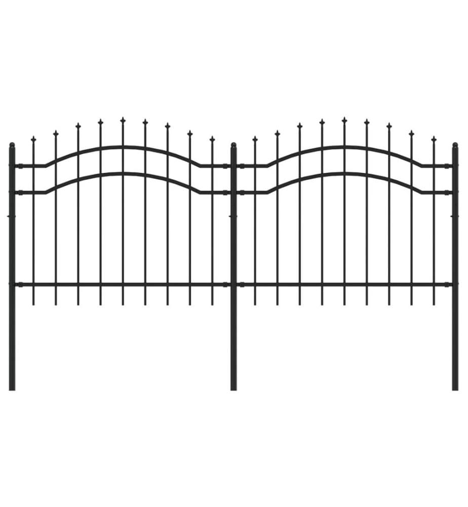 Gartenzaun mit Speerspitze Schwarz 239 x 100 cm Pulverbeschichteter Stahl