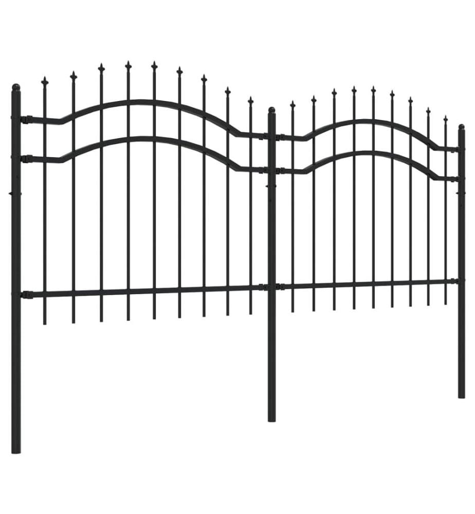 Gartenzaun mit Speerspitze Schwarz 239 x 100 cm Pulverbeschichteter Stahl