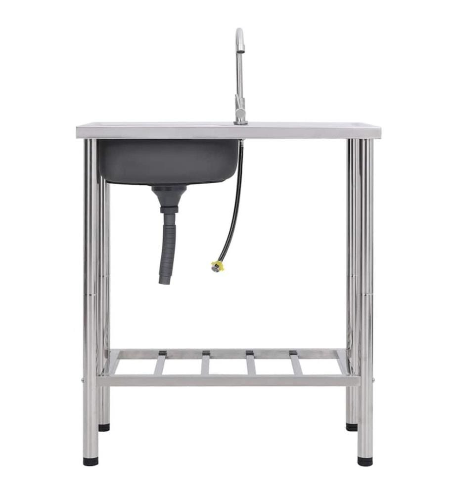 Évier de camping Seul lavabo avec robinet Acier inoxydable