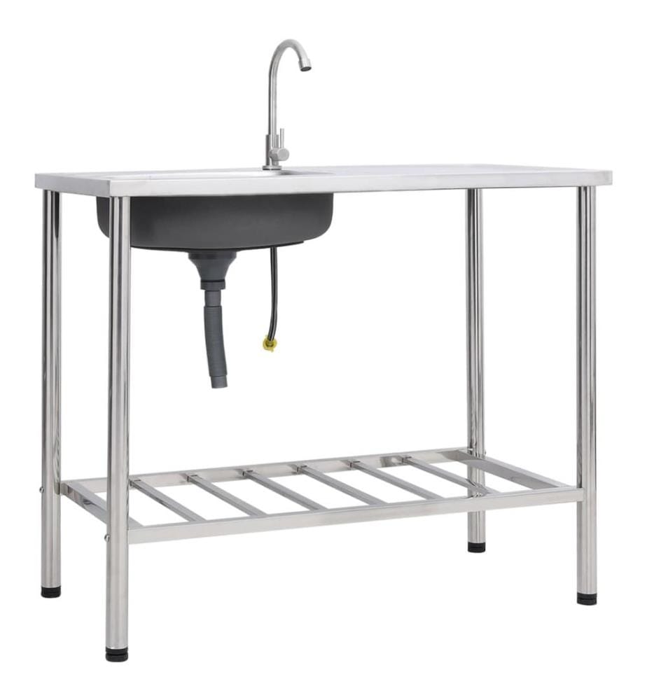 Évier de camping Seul lavabo avec robinet Acier inoxydable