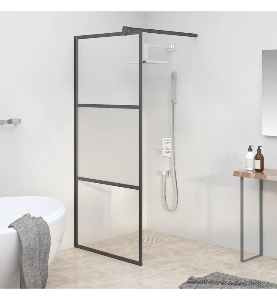 Duschwand für Walk-In Dusche 80x195 cm ESG Halbmattiert Schwarz