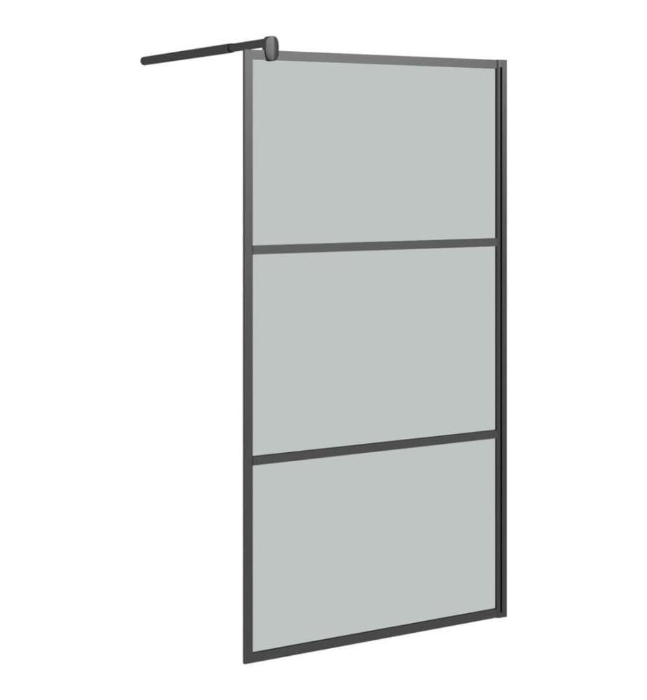 Duschwand für Walk-In Dusche 115x195 cm Dunkel ESG Glas Schwarz
