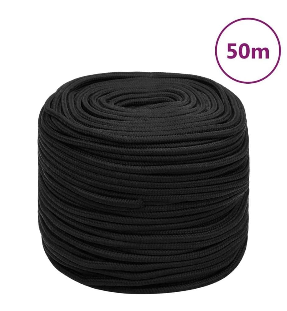Corde de bateau Noir complet 10 mm 50 m Polypropylène