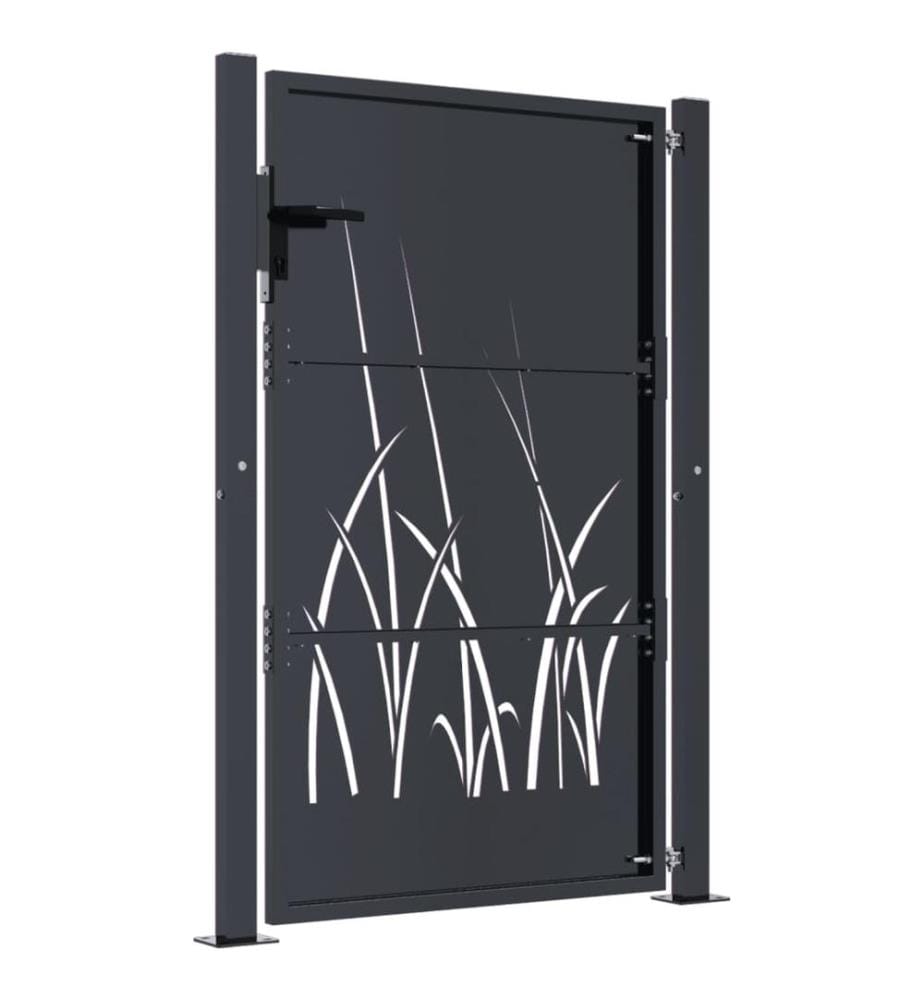 Portail de jardin anthracite 105x130cm acier conception d'herbe