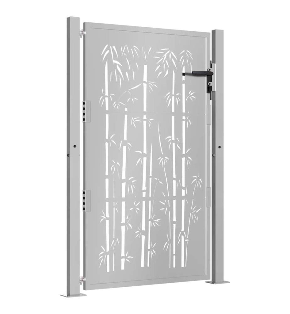 Portail de jardin 105x130 cm acier corten design de bambou