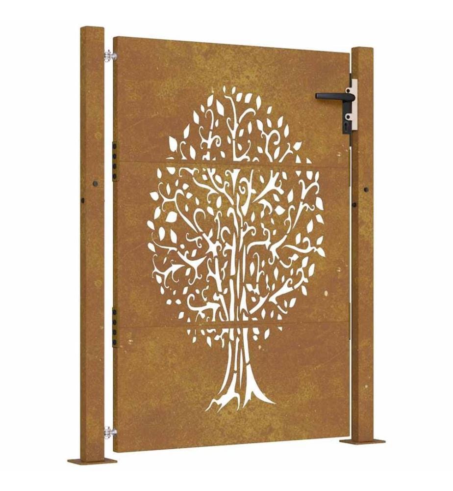 Portail de jardin 105x155 cm acier corten conception de l'arbre