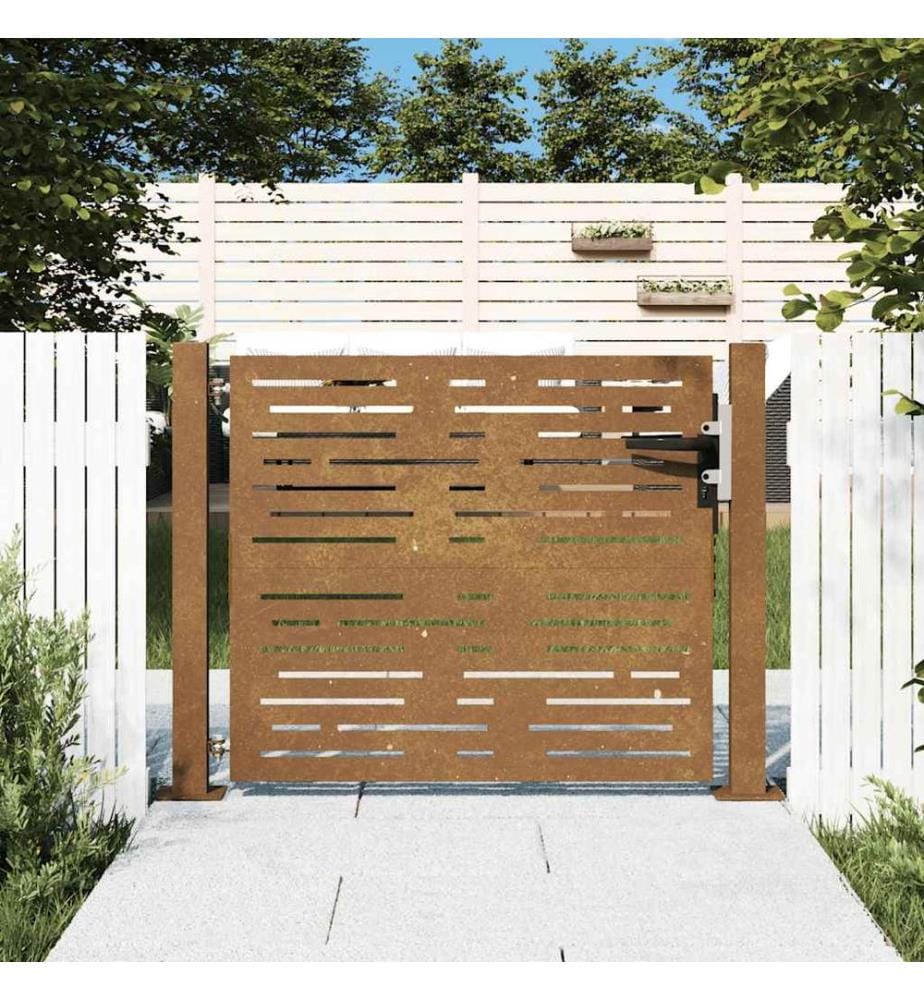 Portail de jardin 105x105 cm acier corten conception de carré