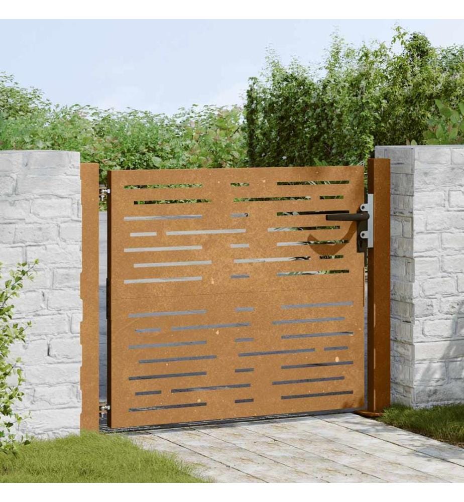 Portail de jardin 105x105 cm acier corten conception de carré