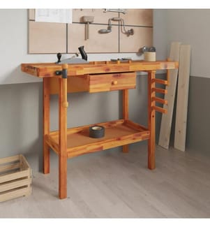 Établi avec tiroir et étaux 124 x 52 x 83 cm Bois massif d'acacia