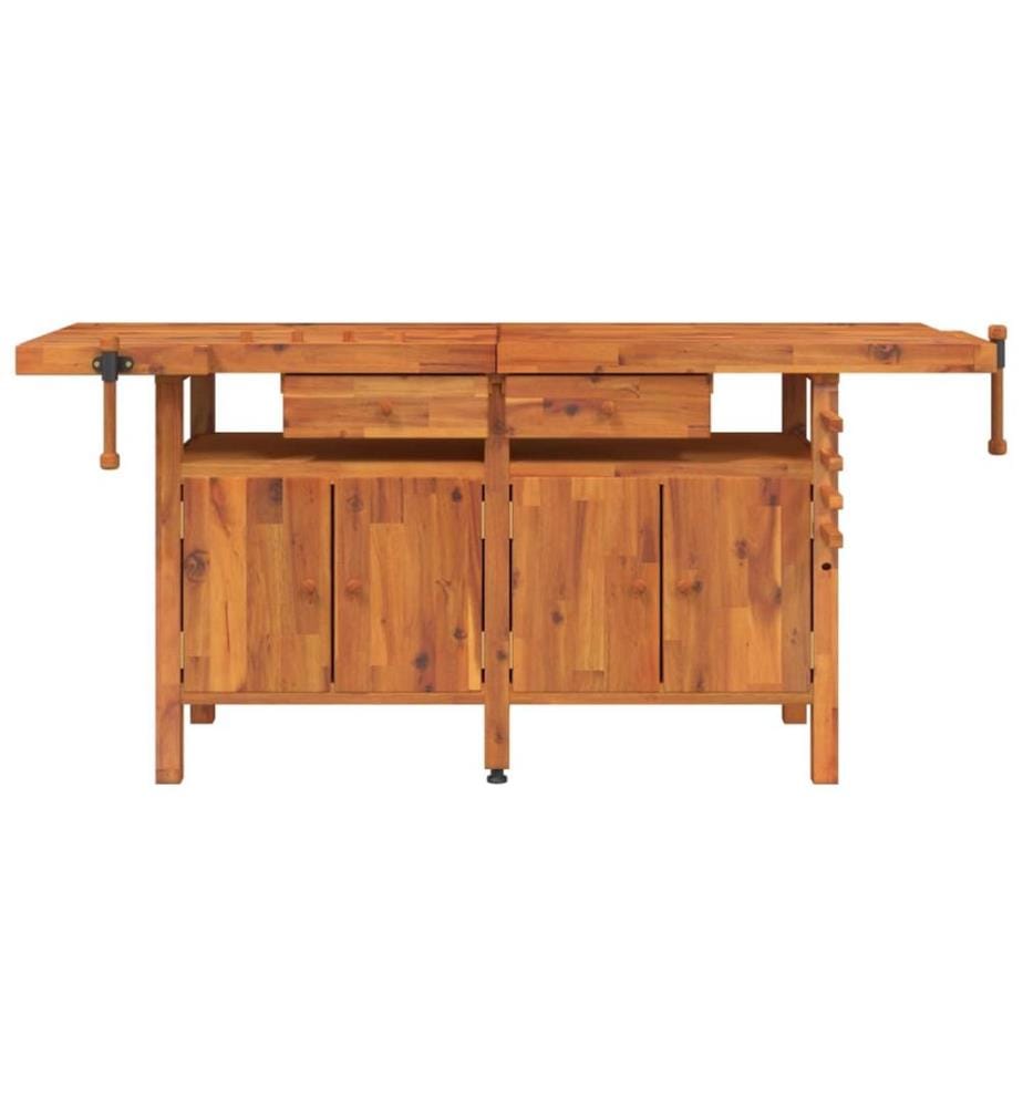 Werkbank mit Schubladen Schraubstöcken 192x62x83 cm Akazienholz