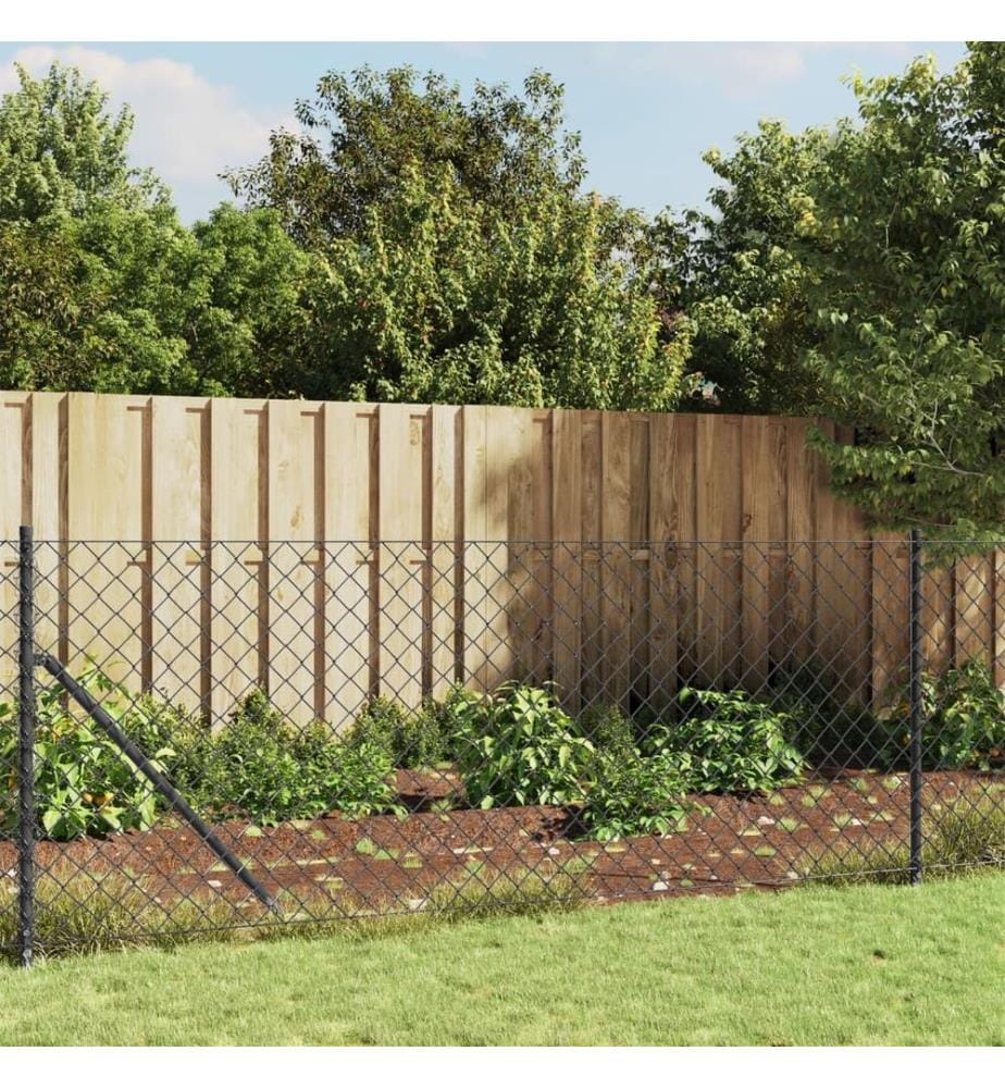 Maschendrahtzaun mit Bodenhülsen Anthrazit 1x25 m