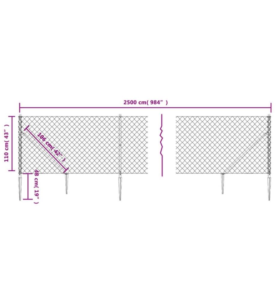 Maschendrahtzaun mit Bodenhülsen Anthrazit 1,1x25 m