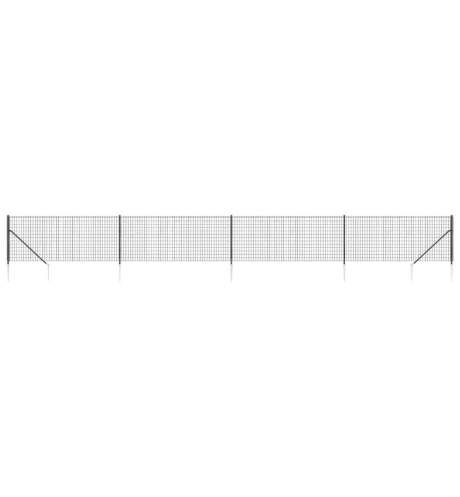 Clôture en treillis métallique et ancrage anthracite 1x10 m