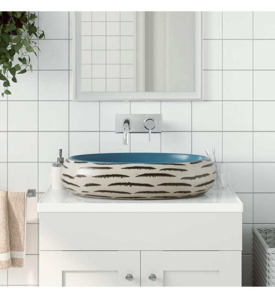 Aufsatzwaschbecken Mehrfarbig Oval 59x40x15 cm Keramik