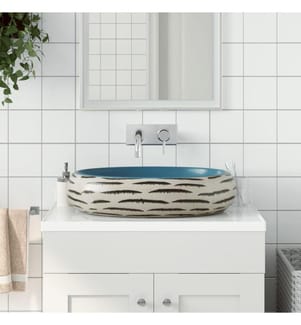 Aufsatzwaschbecken Mehrfarbig Oval 59x40x15 cm Keramik