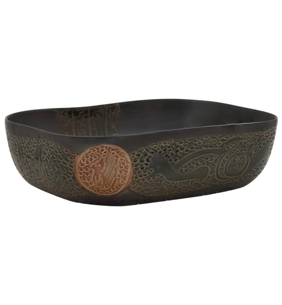 Vasque à poser noir rectangulaire 48x37,5x13,5 cm céramique
