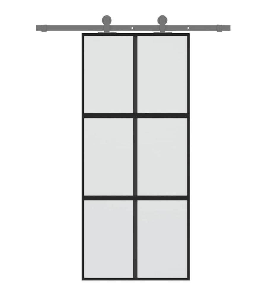 Schiebetür Schwarz 90x205 cm Hartglas und Aluminium