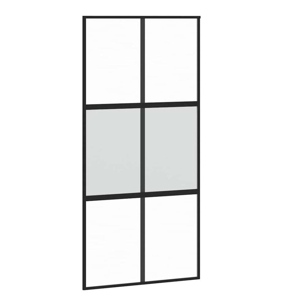 Schiebetür Schwarz 102,5x205 cm Hartglas und Aluminium
