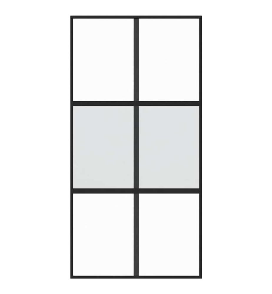 Schiebetür Schwarz 102,5x205 cm Hartglas und Aluminium