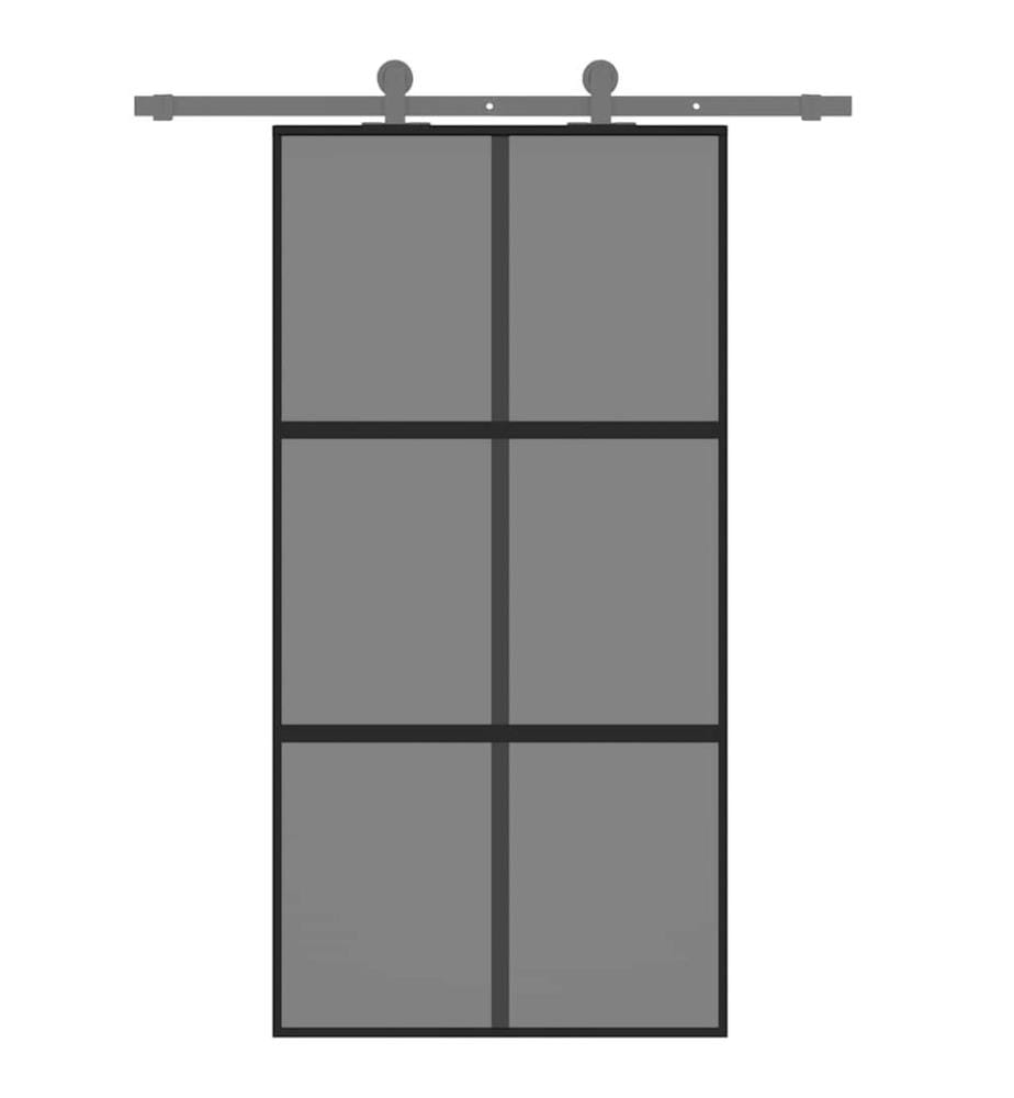Schiebetür Schwarz 102,5x205 cm Hartglas und Aluminium