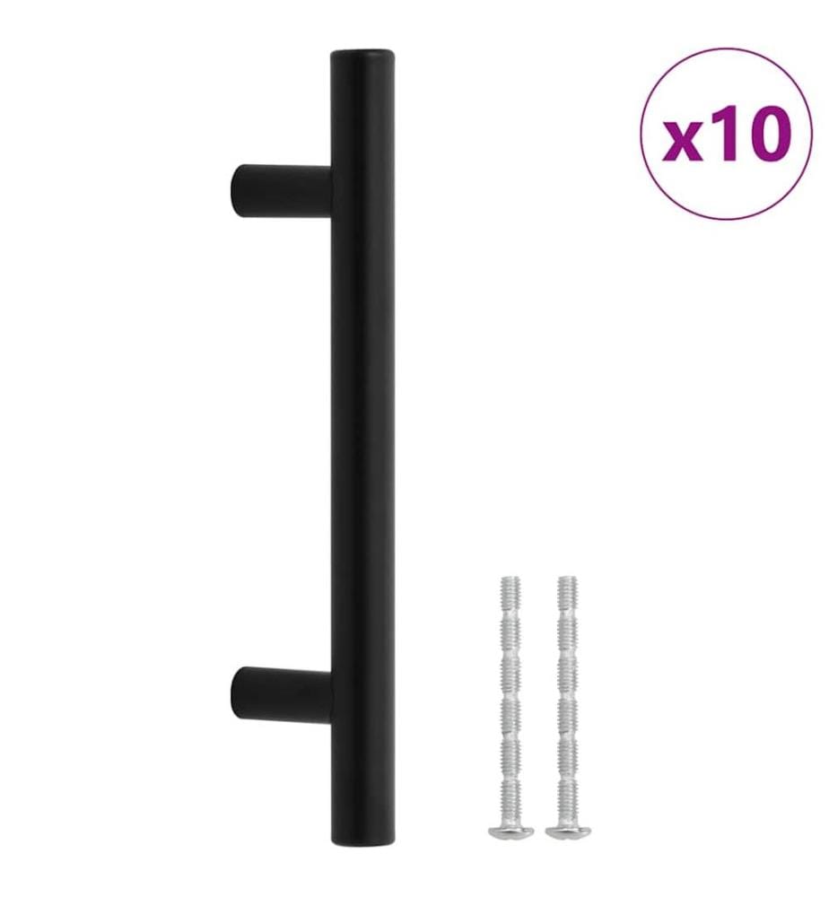 Möbelgriffe 10 Stk. Schwarz 96 mm Edelstahl