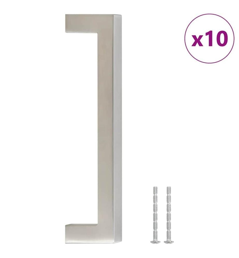 Poignées d'armoire 10 pcs argenté 128 mm acier inoxydable