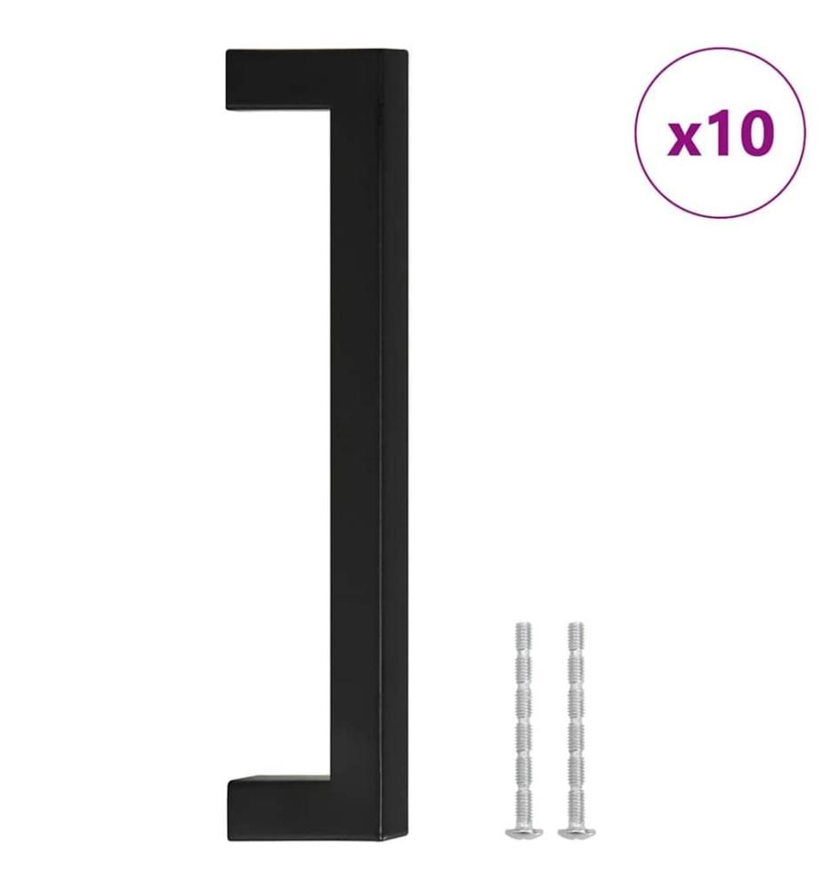 Möbelgriffe 10 Stk. Schwarz 160 mm Edelstahl