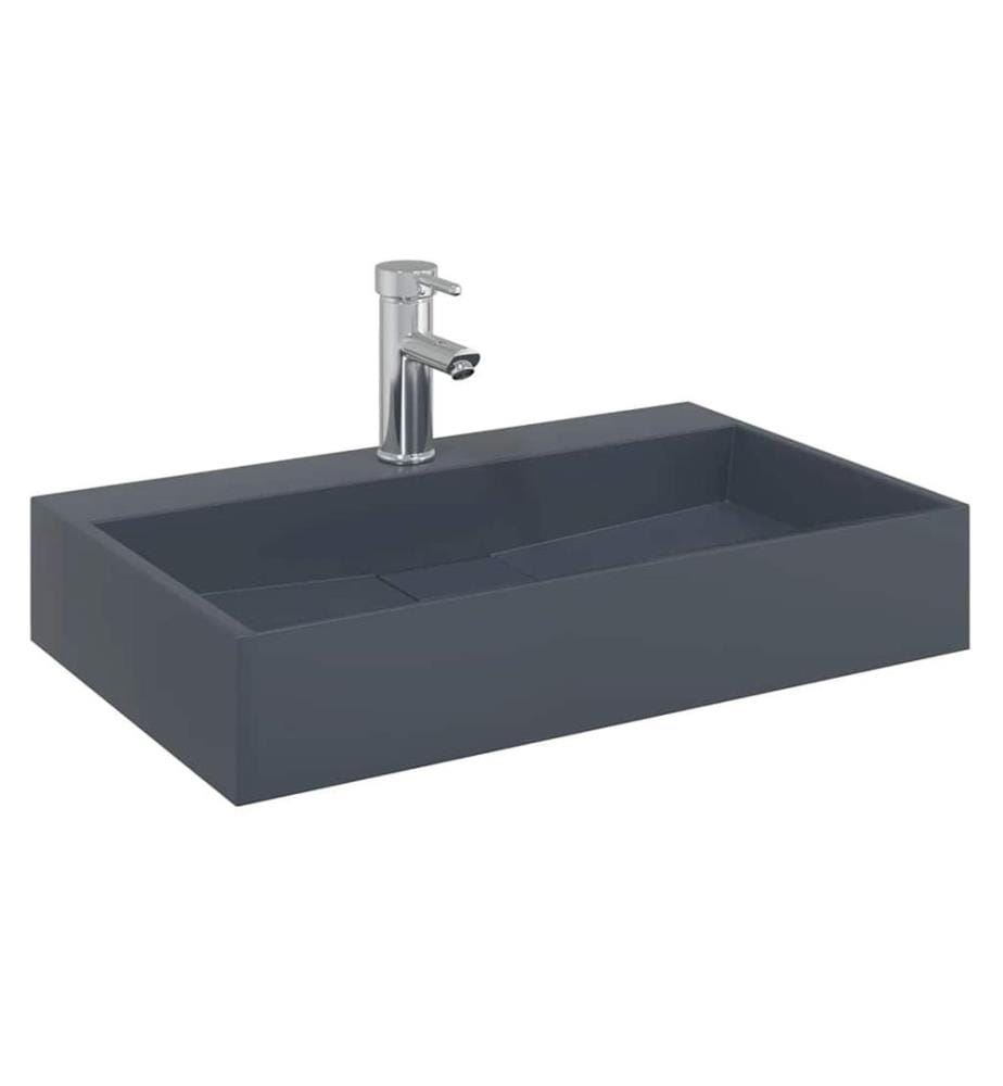 Vasque 60x38x11 cm fonte minérale/marbre anthracite